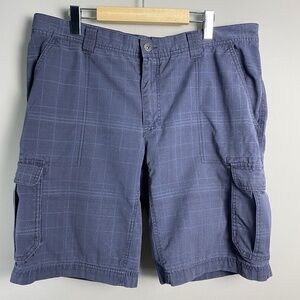 Koppen Men's Bluish-gray Check Chino Cargo Shorts Size 38
